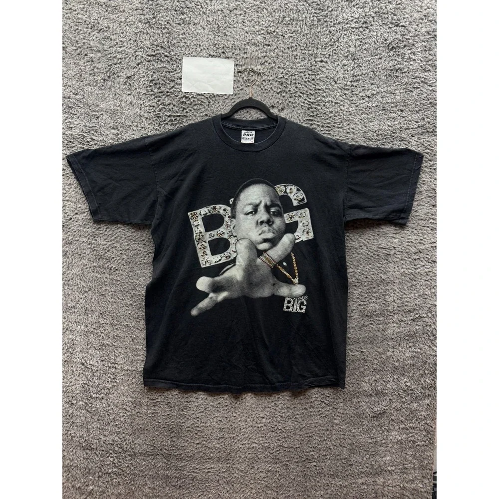 Vintage Pro Max Rhinestone Notorious B.I.G. Graphic T-Shirt Black Size 3XL Tall